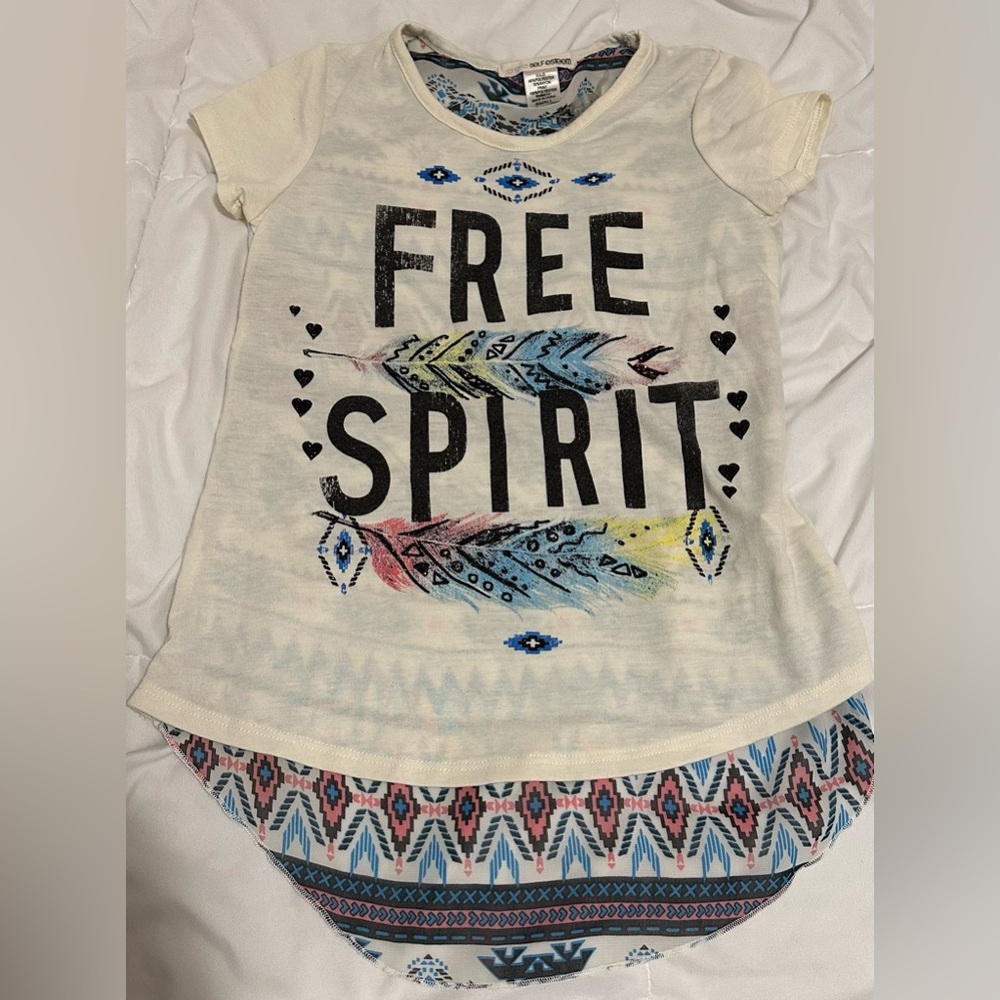 Self esteem tribal print FREE SPIRIT shirt kids 7/8
